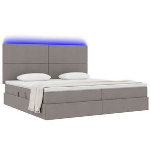 Bett mit Stauraum und LED Taupe 200x200 cm