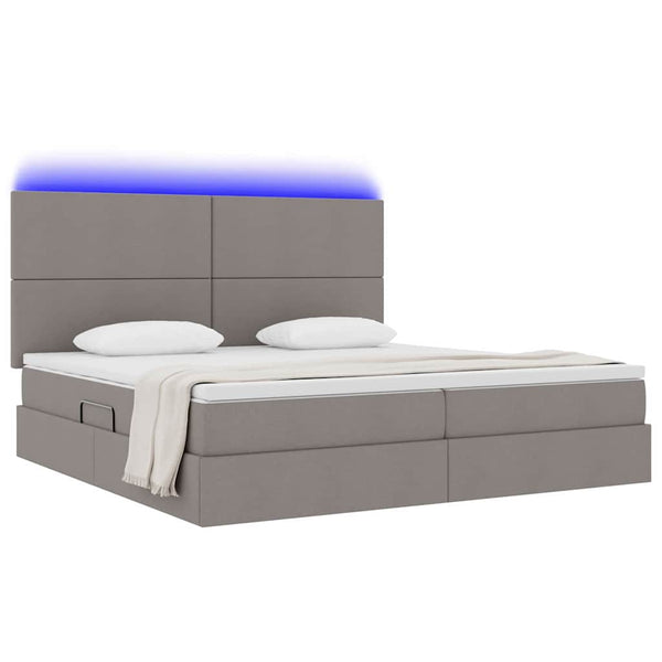 Bett mit Stauraum und LED Taupe 200x200 cm