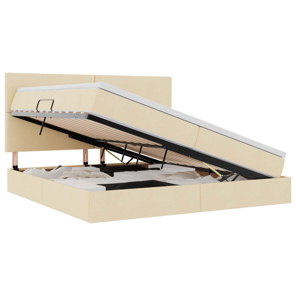 Bett mit Stauraum und LED Creme 200x200 cm