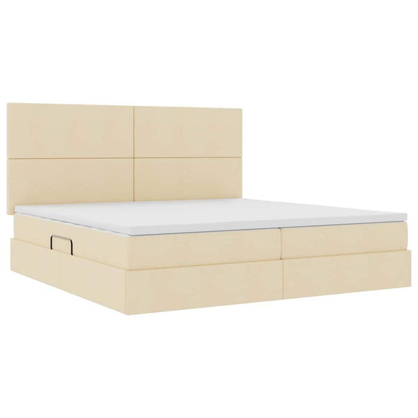 Bett mit Stauraum und LED Creme 200x200 cm