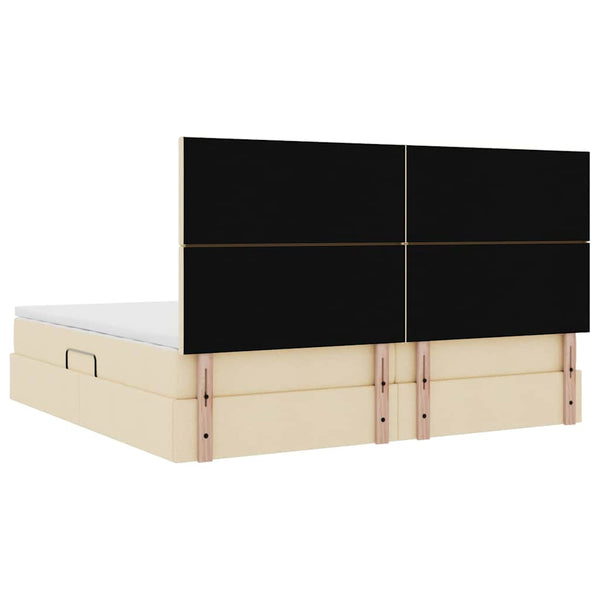 Bett mit Stauraum und LED Creme 200x200 cm