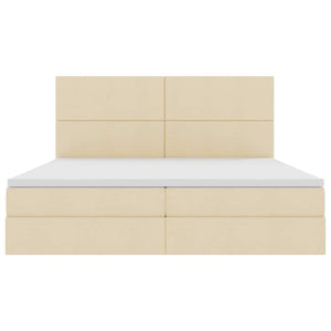 Bett mit Stauraum und LED Creme 200x200 cm
