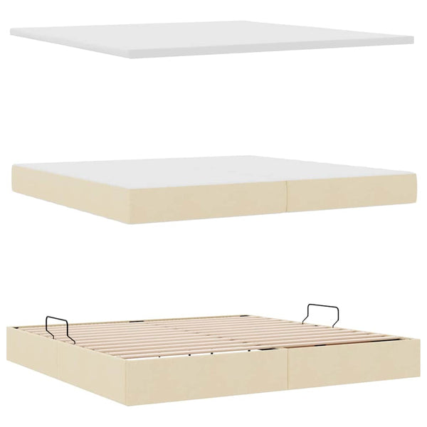 Bett mit Stauraum und LED Creme 200x200 cm