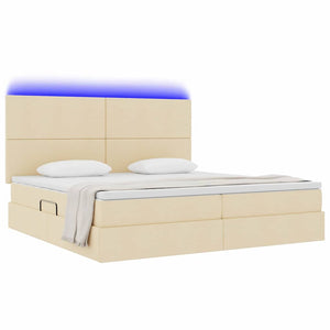 Bett mit Stauraum und LED Creme 200x200 cm