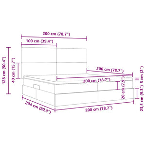 Bett mit Stauraum und LED 200x200 cm