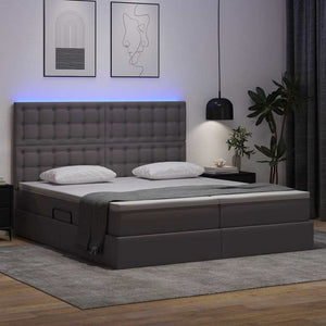 Bett mit Stauraum & LED Grau 180x200 cm
