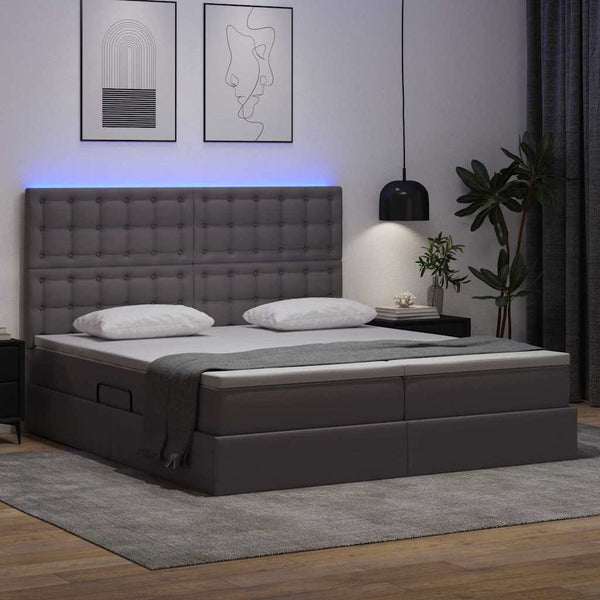 Bett mit Stauraum & LED Grau 180x200 cm