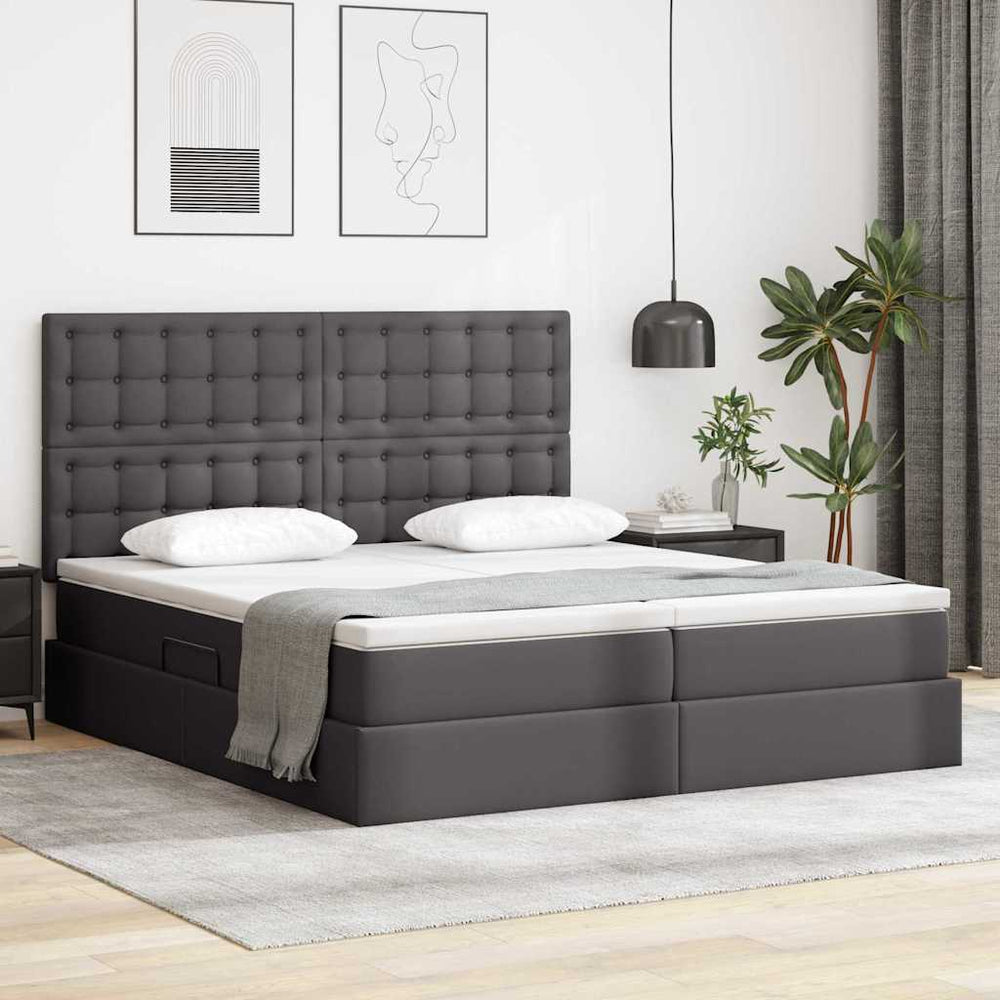 Bett mit Stauraum & LED Grau 180x200 cm