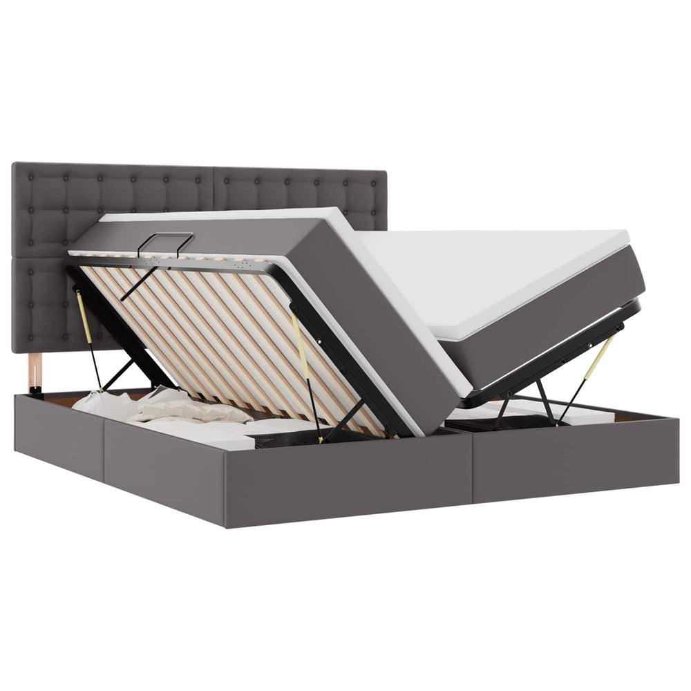 Bett mit Stauraum & LED Grau 180x200 cm