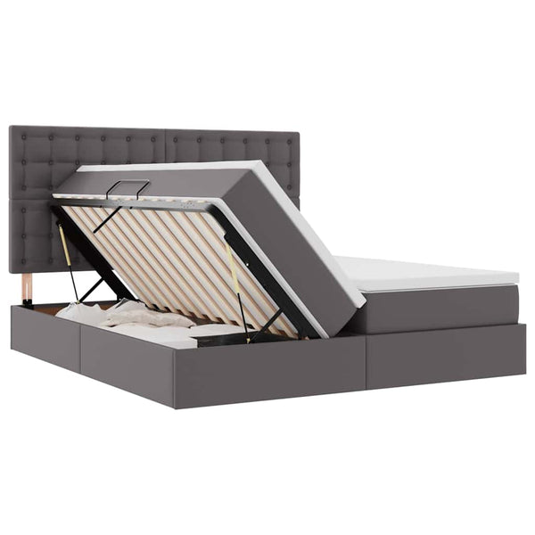 Bett mit Stauraum & LED Grau 180x200 cm