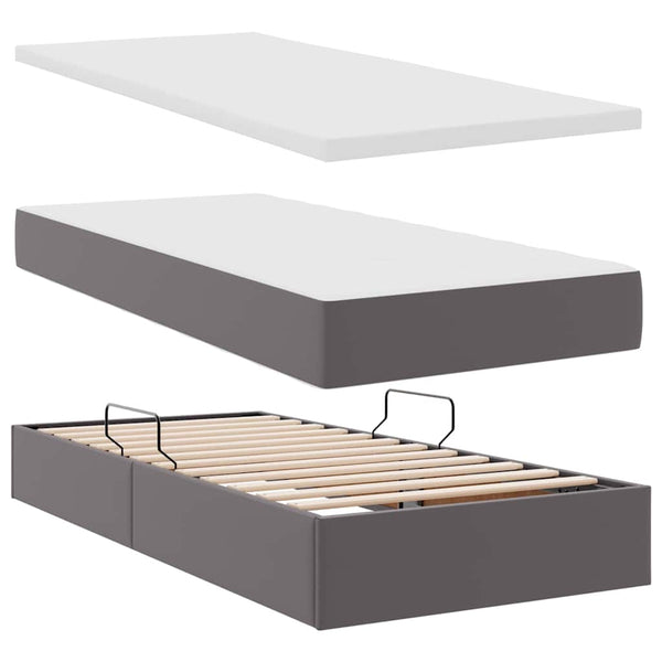 Bett mit Stauraum & LED Grau 180x200 cm