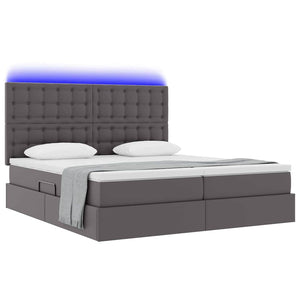 Bett mit Stauraum & LED Grau 180x200 cm