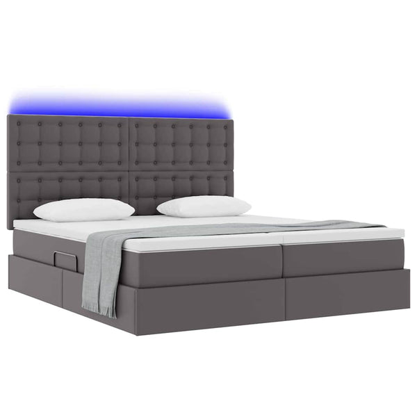 Bett mit Stauraum & LED Grau 180x200 cm