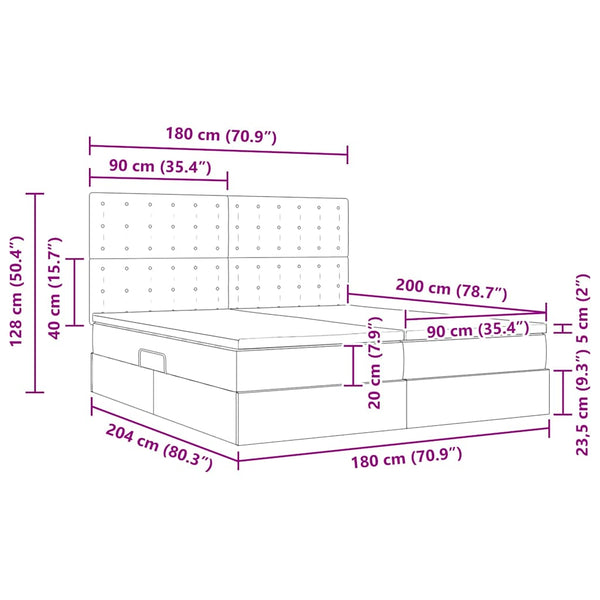 Bett mit Stauraum & LED Grau 180x200 cm