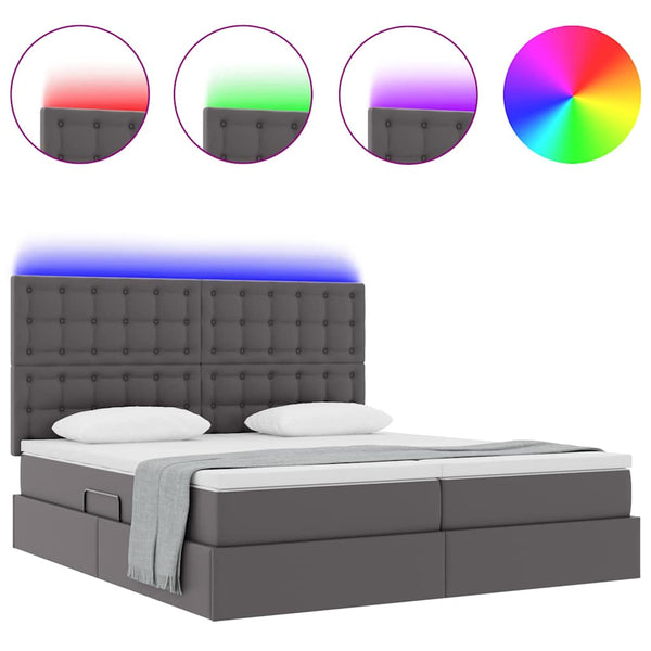 Bett mit Stauraum & LED Grau 180x200 cm