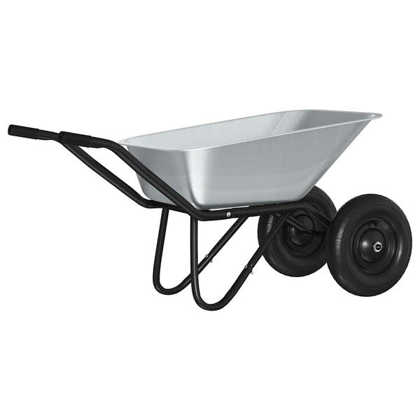Stahl Schubkarre Silber Schwarz 137 cm