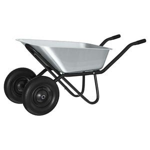 Stahl Schubkarre Silber Schwarz 137 cm