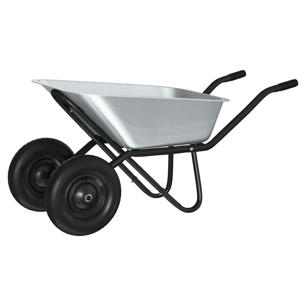 Stahl Schubkarre Silber Schwarz 137 cm