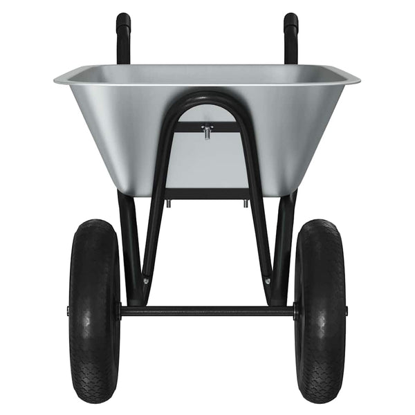Stahl Schubkarre Silber Schwarz 137 cm