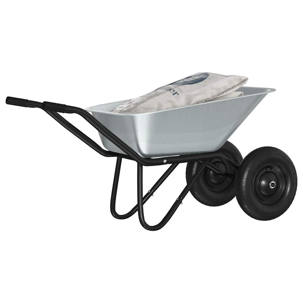 Stahl Schubkarre Silber Schwarz 137 cm