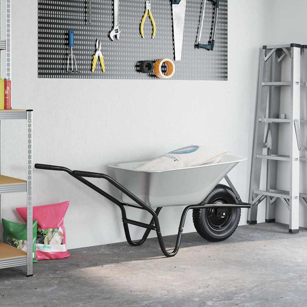 Schubkarre Stahl Silber Schwarz 141 cm