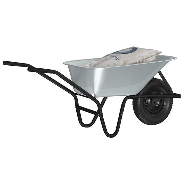 Schubkarre Stahl Silber Schwarz 141 cm
