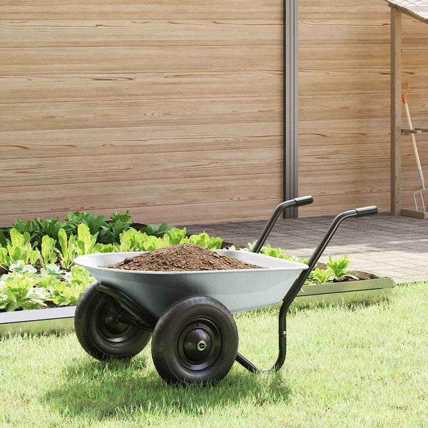Stahl Schubkarre Silber Schwarz 124 cm
