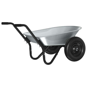 Stahl Schubkarre Silber Schwarz 124 cm