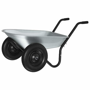 Stahl Schubkarre Silber Schwarz 124 cm