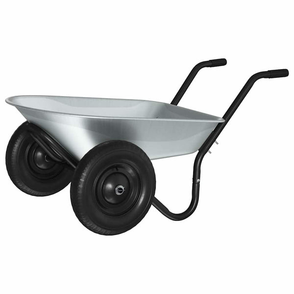 Stahl Schubkarre Silber Schwarz 124 cm
