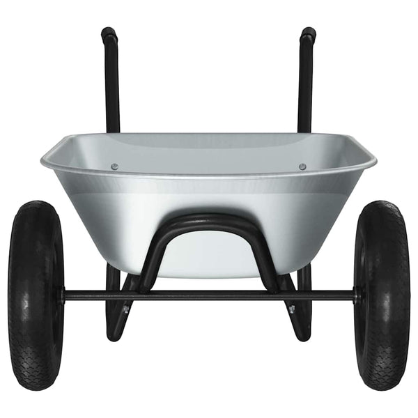 Stahl Schubkarre Silber Schwarz 124 cm