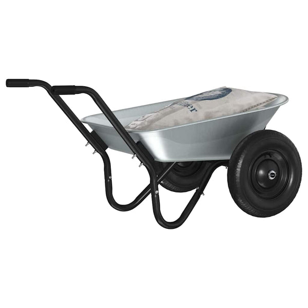 Stahl Schubkarre Silber Schwarz 124 cm