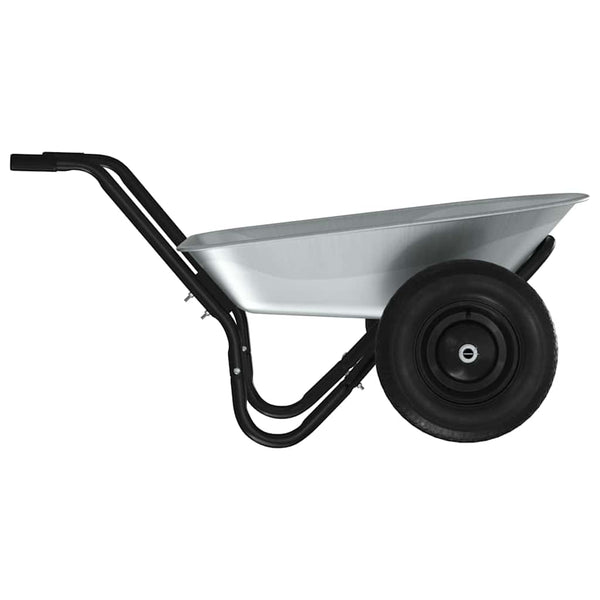 Stahl Schubkarre Silber Schwarz 124 cm