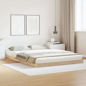 vidaXL Cadre de lit au sol Naturel 140 x 220 cm Bois de pin massif