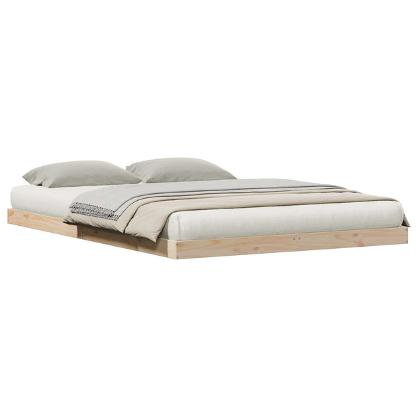 vidaXL Cadre de lit au sol Naturel 140 x 220 cm Bois de pin massif