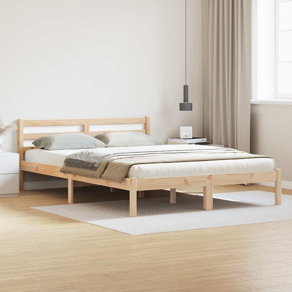 Bettrahmen Braun Kiefer Massivholz