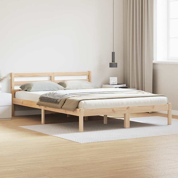 Bettrahmen Braun Kiefer Massivholz