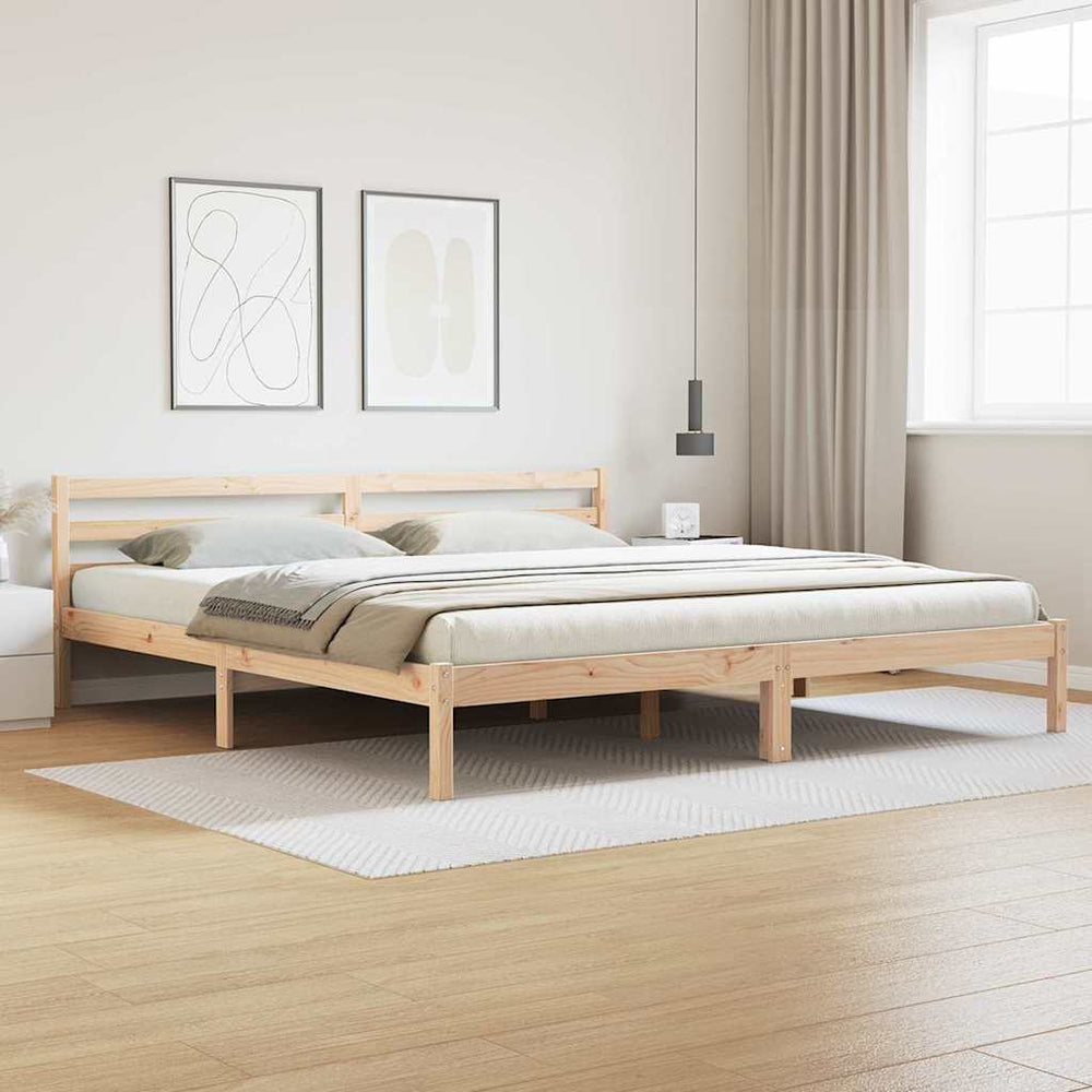 Bettrahmen Braun Kiefer Massivholz 185,5x225,5cm