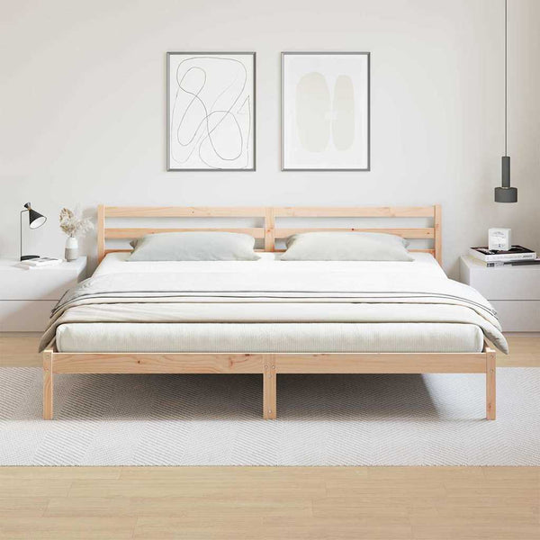 Bettrahmen Braun Kiefer Massivholz 185,5x225,5cm