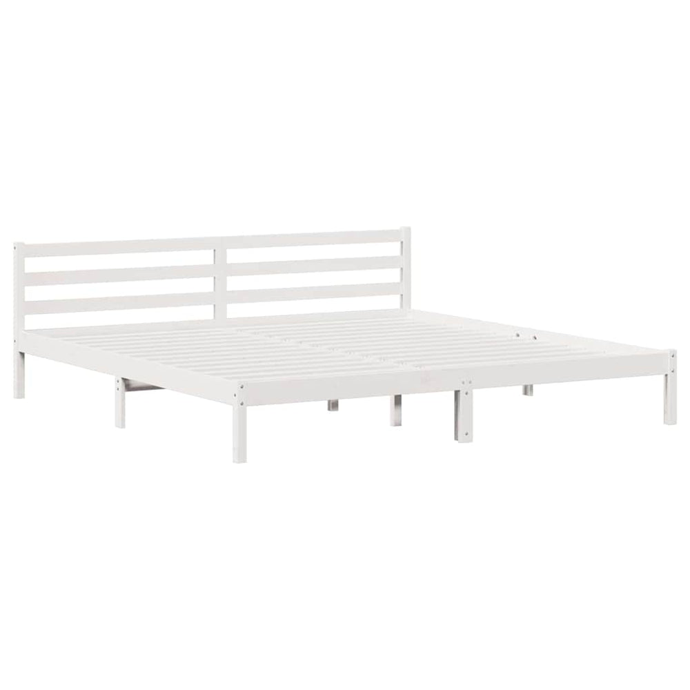 Weißes Kiefernholz Bettgestell 185,5x225,5 cm