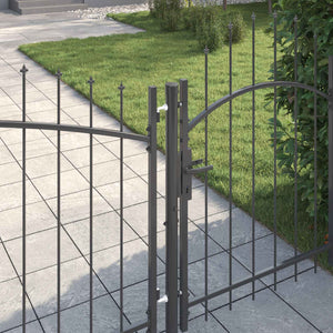 Gartentor Stahl Grau 125x400 cm mit Schloss