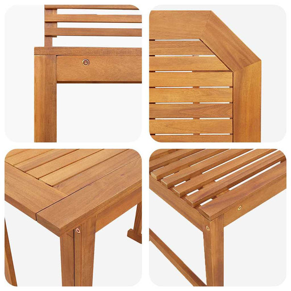 Gartenbank Set 4-teilig Akazie Massivholz Braun