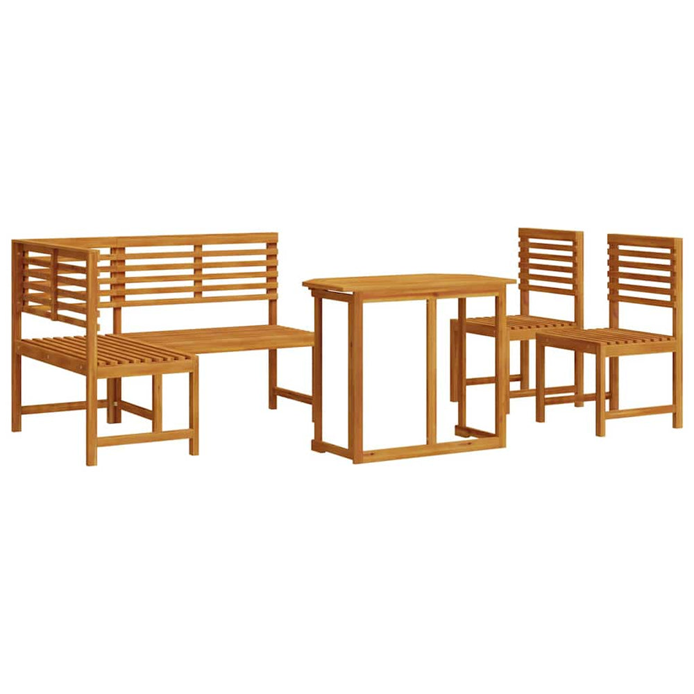 Gartenbank Set 4-teilig Akazie Massivholz Braun