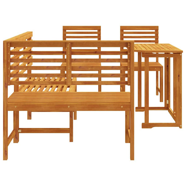 Gartenbank Set 4-teilig Akazie Massivholz Braun