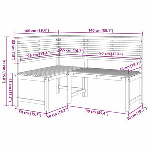 Gartenbank Set 4-teilig Akazie Massivholz Braun