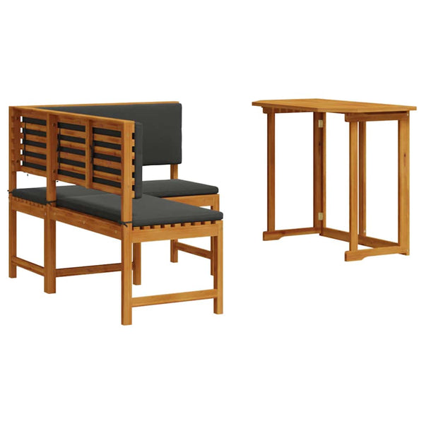 Gartenbank Set 2-teilig Akazie Massivholz Braun