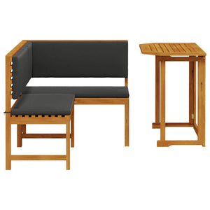 Gartenbank Set 2-teilig Akazie Massivholz Braun