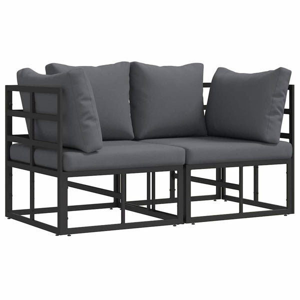 Gartenmöbel Set 2-teilig Schwarz Anthrazit