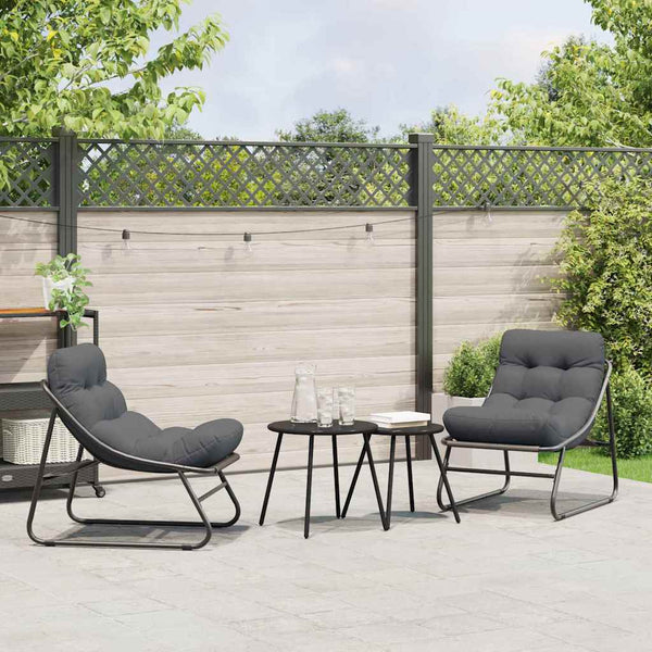 Gartenmöbel Set mit Kissen, 2-teilig, Schwarz