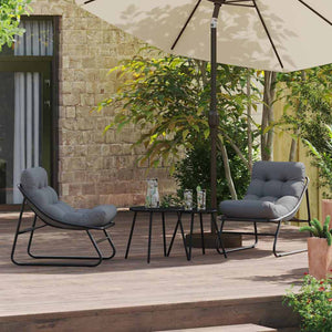 Gartenmöbel Set mit Kissen, 2-teilig, Schwarz